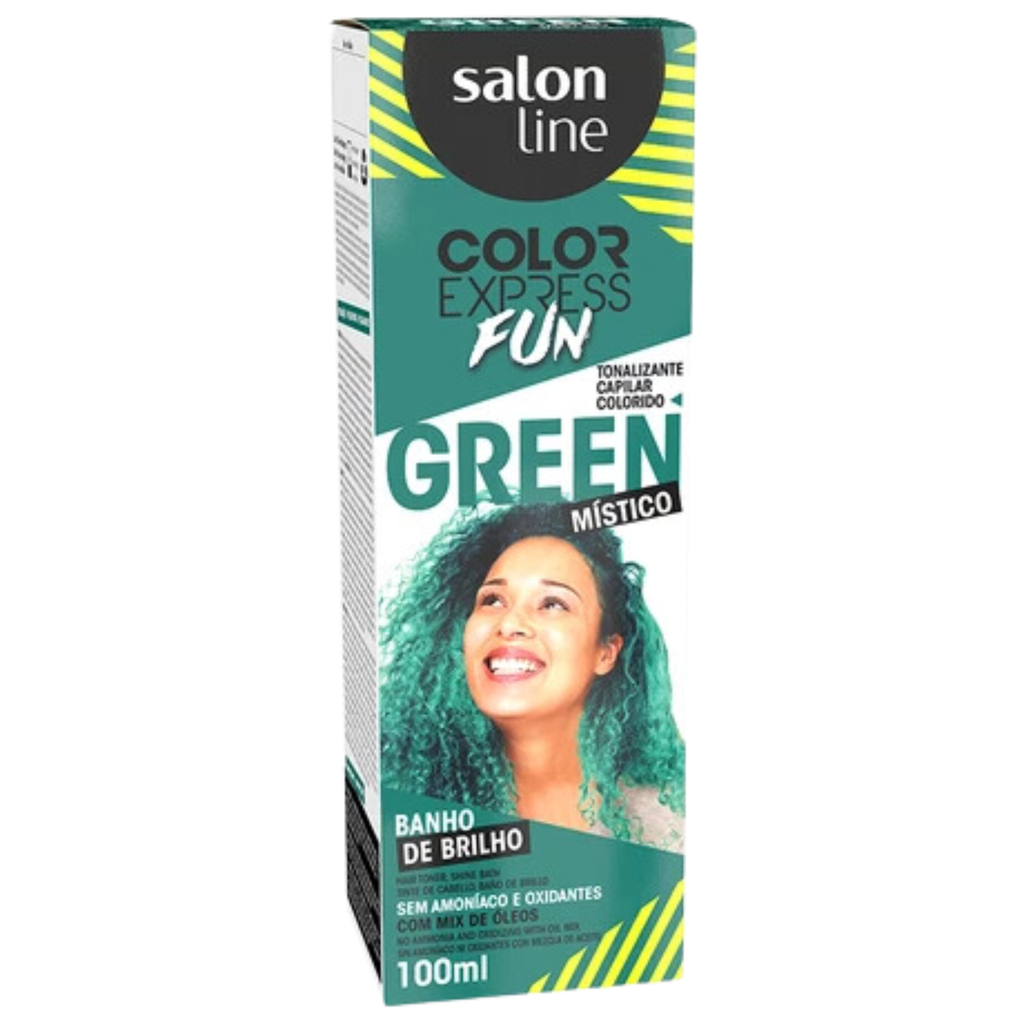 Teinture Tonifiante Verte Temporaire - Color Express Fun - Apporte une Teinte Verte Vibrante et de la Brillance - Salon Line 100ml